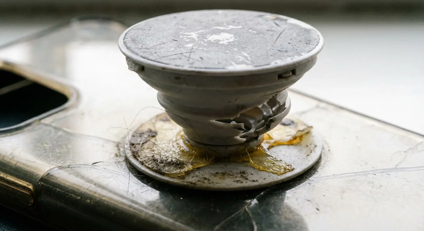 Collapsible phone grip mechanism failure