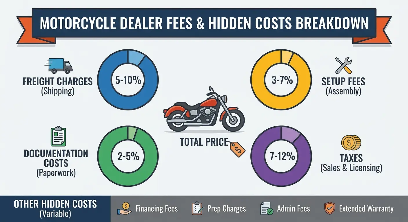 Motorcycle financing paperwork and calculator on desk