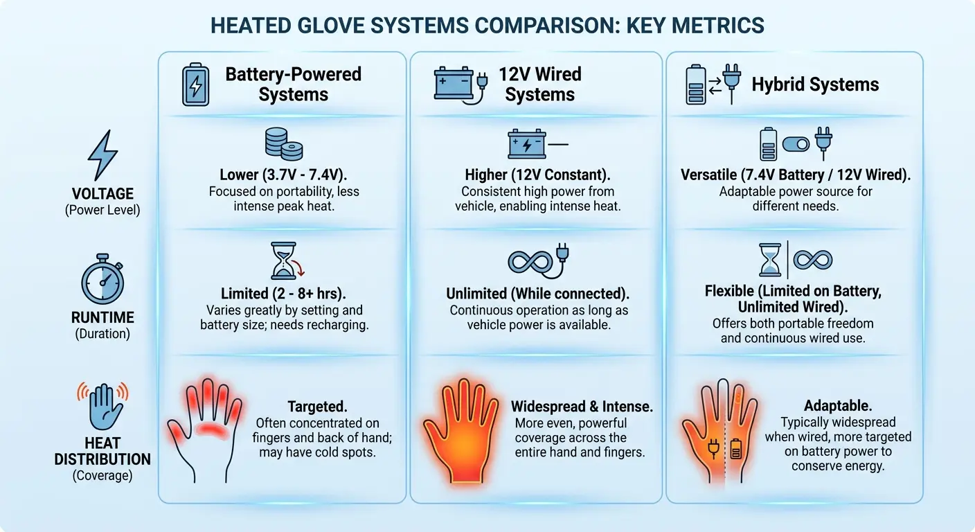 Motorcycle glove heating element technology comparison