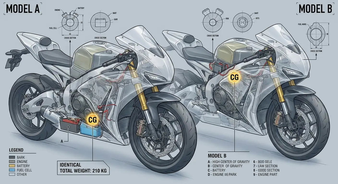 Motorcycle on scale showing weight measurement