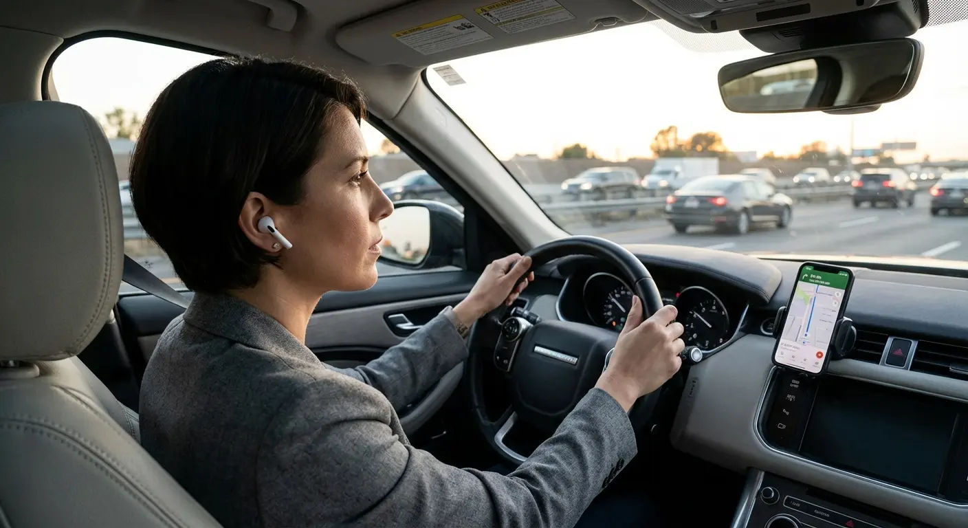 A commuter learning while driving