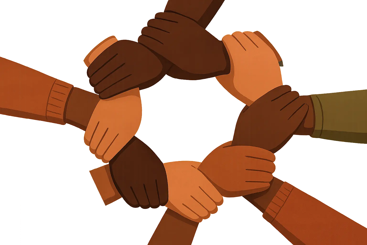 Diverse group of people coming together in comfort and support