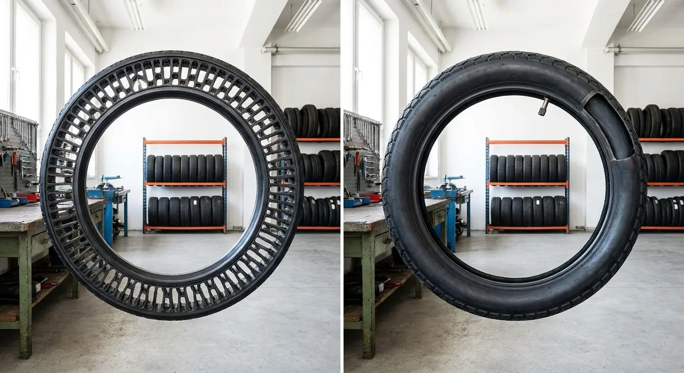 Solid airless bicycle tire construction