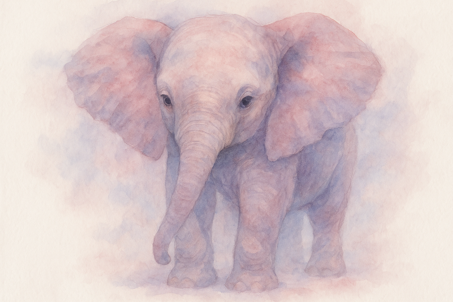 Watercolor baby elephant artistic wallpaper