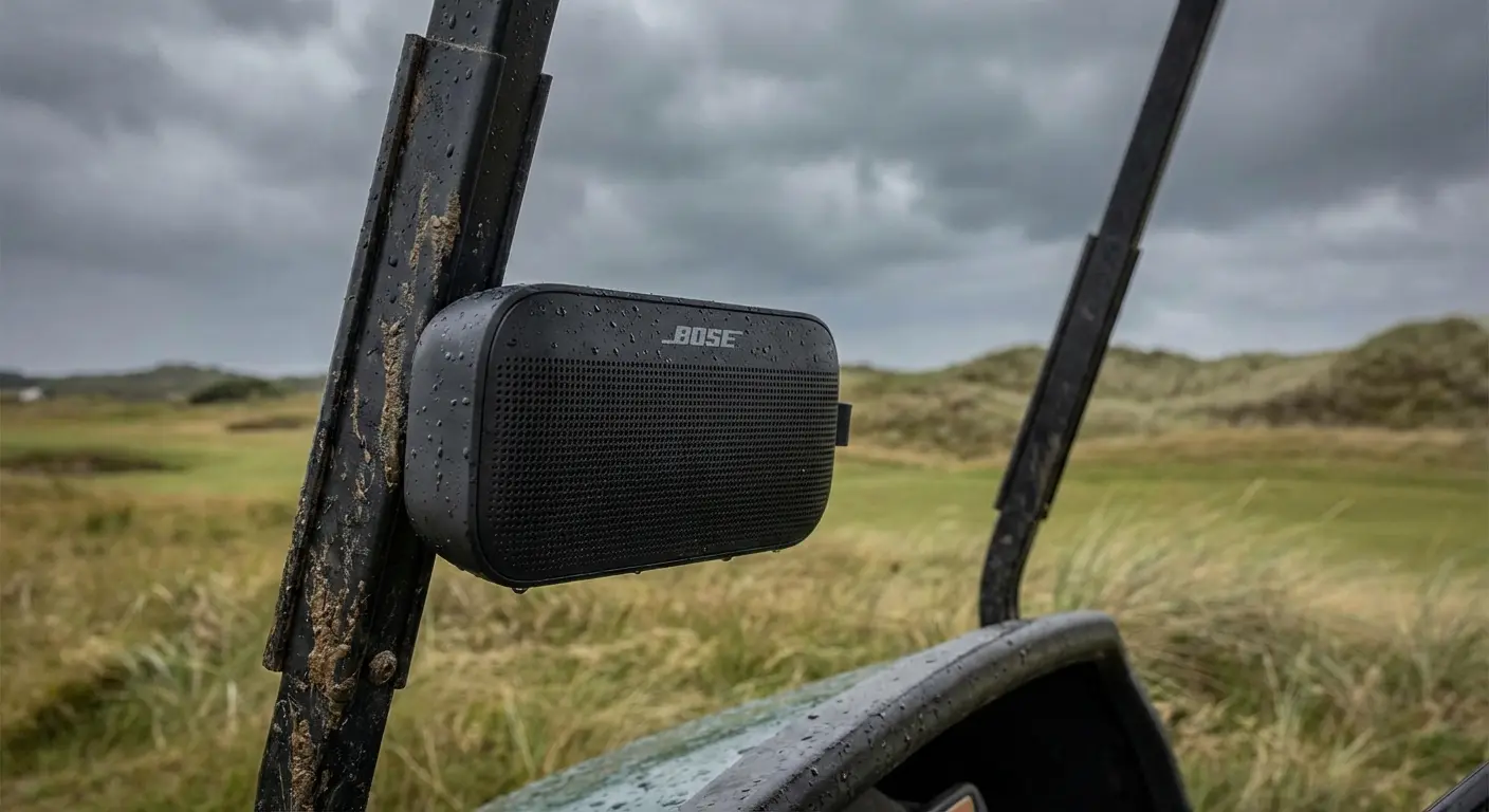 G-ROK PRO Bluetooth Speaker mounted magnetically outdoors