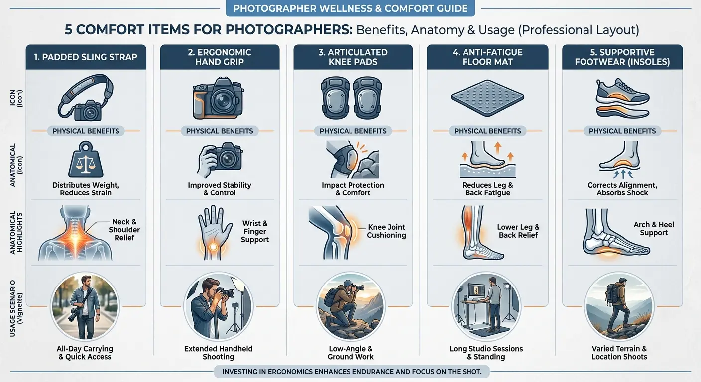 Comfort essentials for long photography sessions