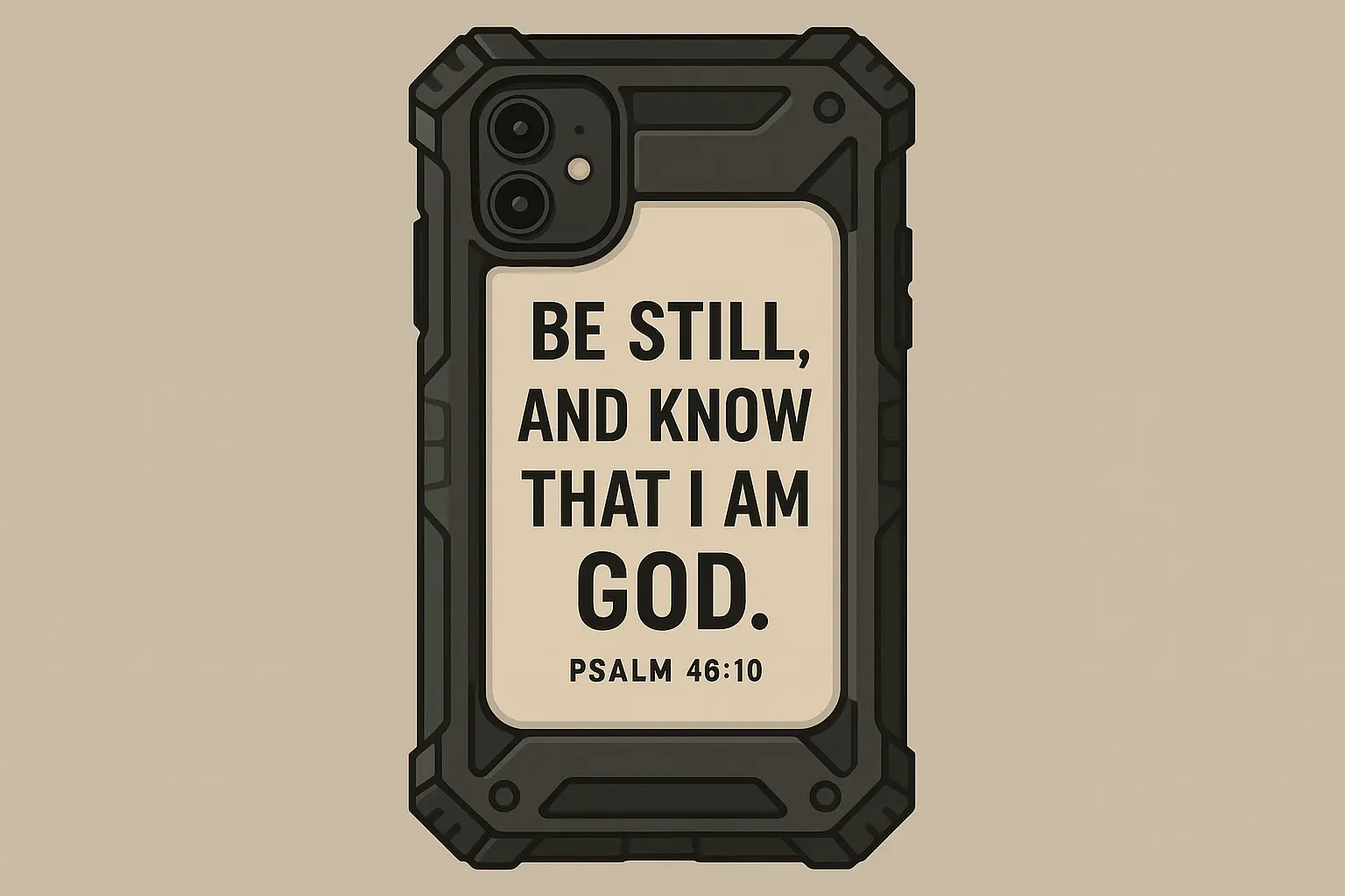 Rugged phone case protecting bible verse wallpaper display