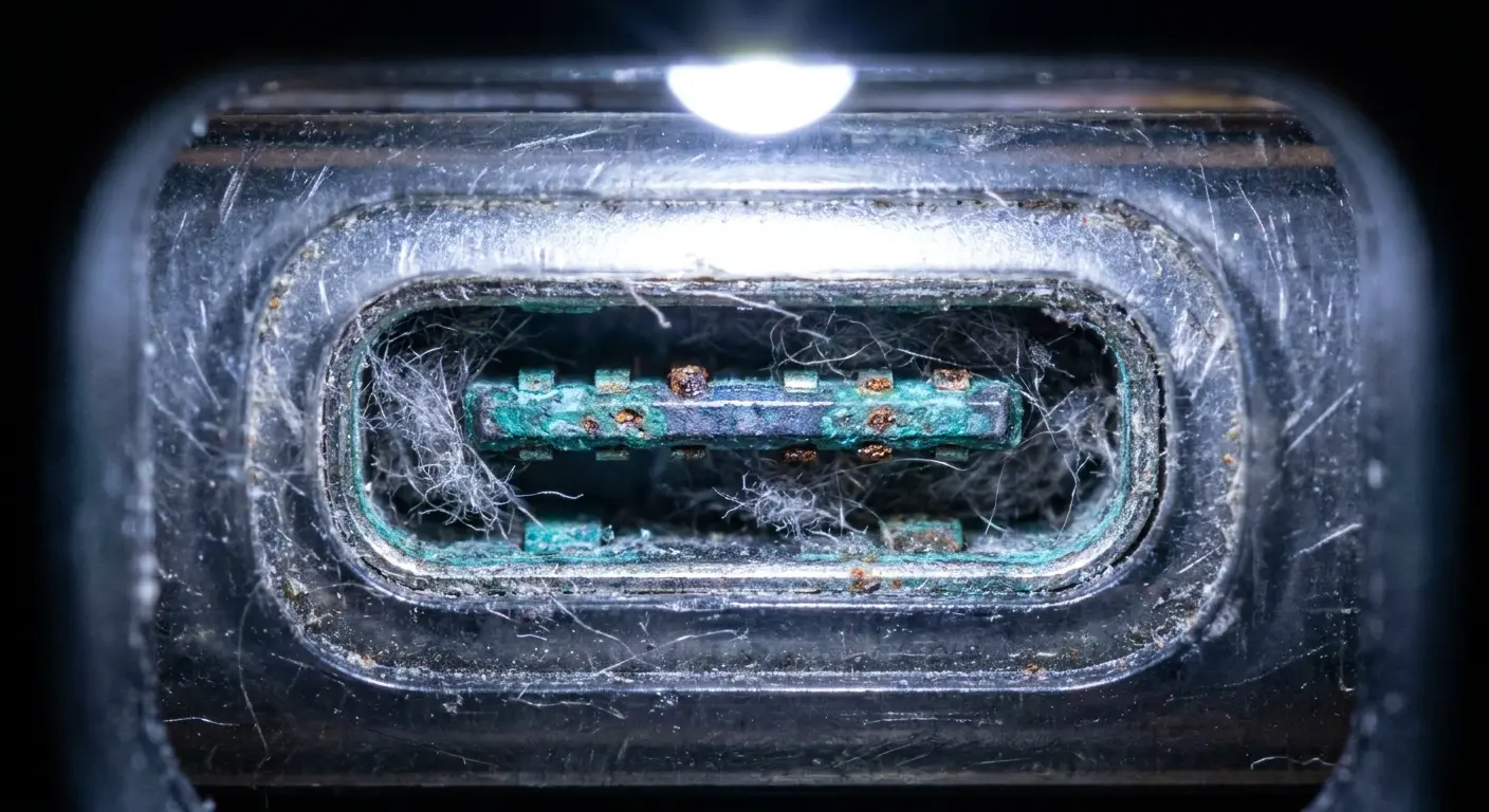 Oxidized phone charging port contacts