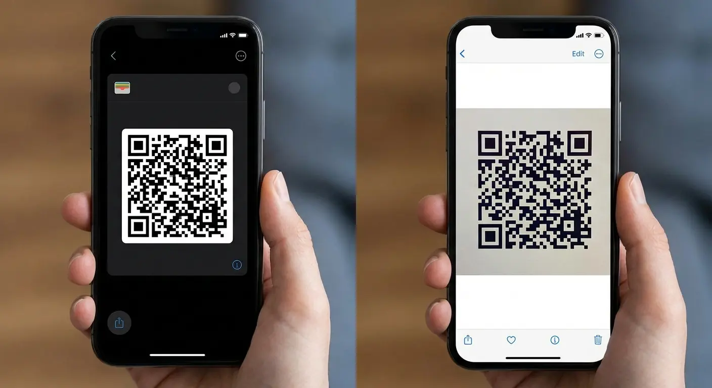Digital wallet app displaying QR code