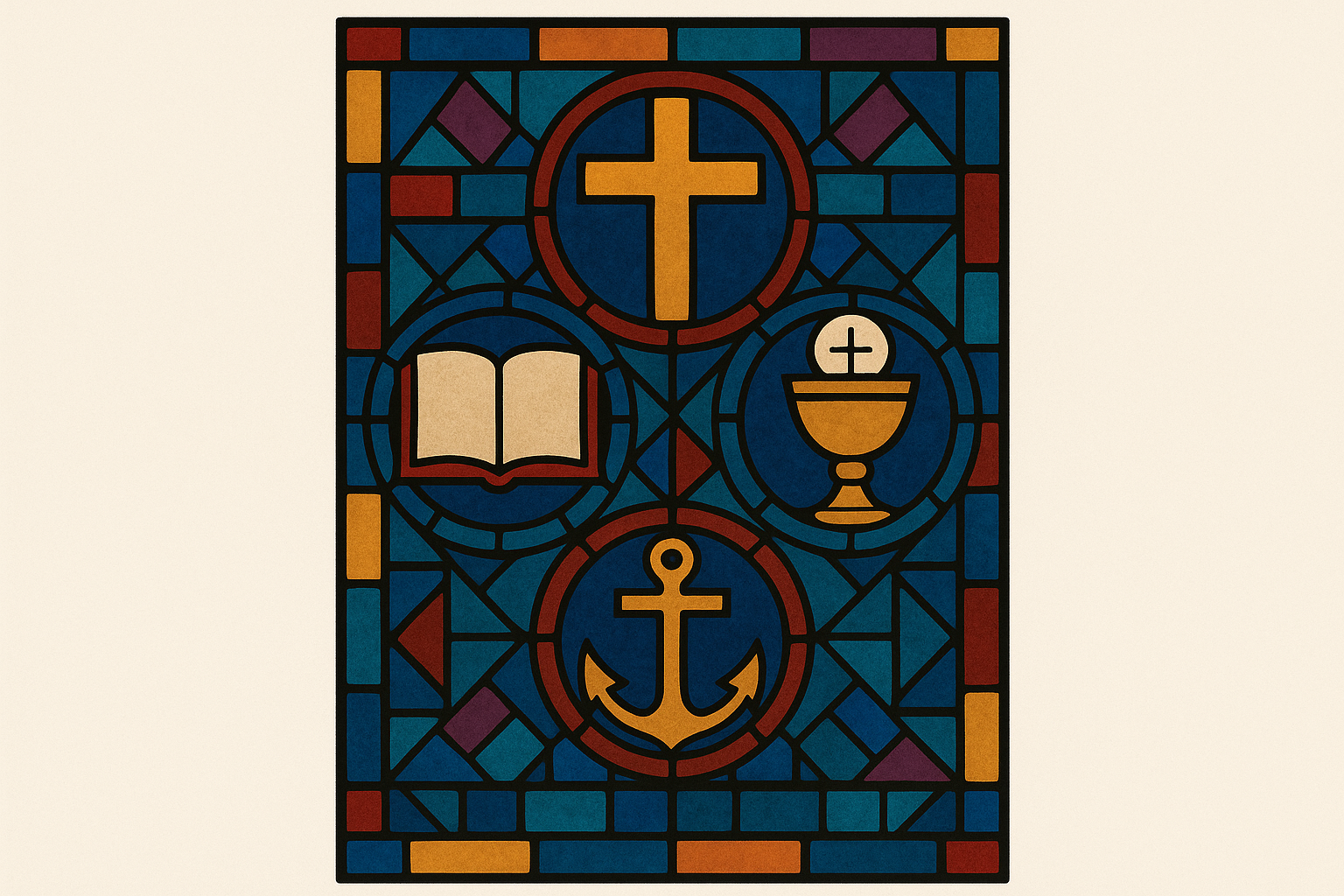Digital stained glass window recreation for Christian phone wallpaper