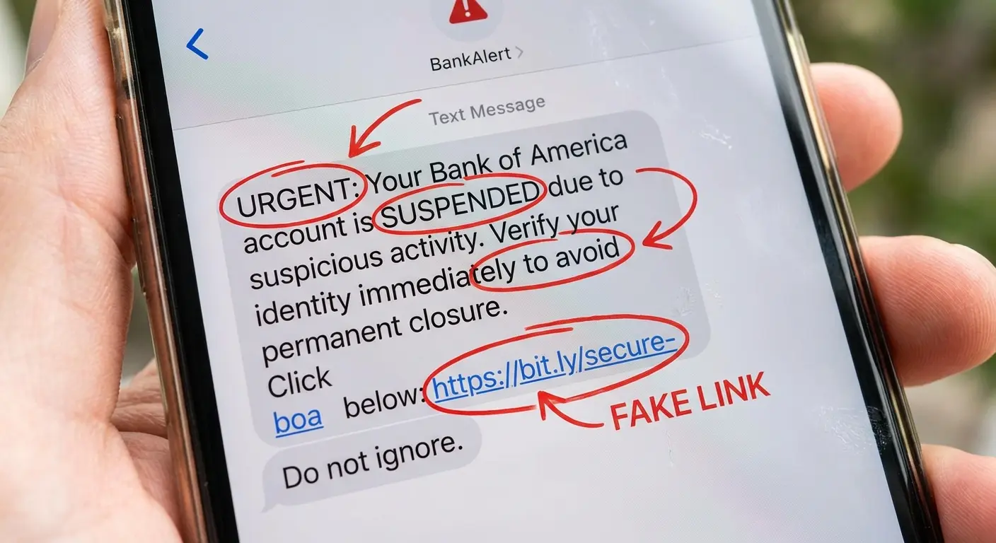 Phishing attack example on iPhone