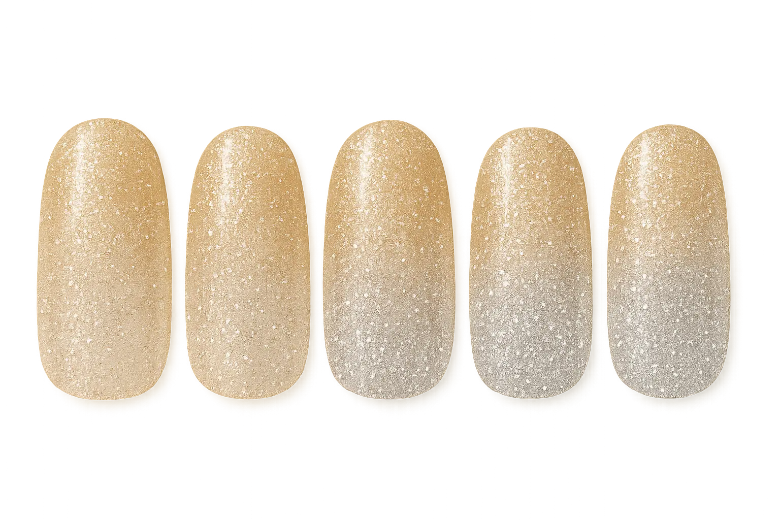 Sparkling champagne glitter ombre wedding nails