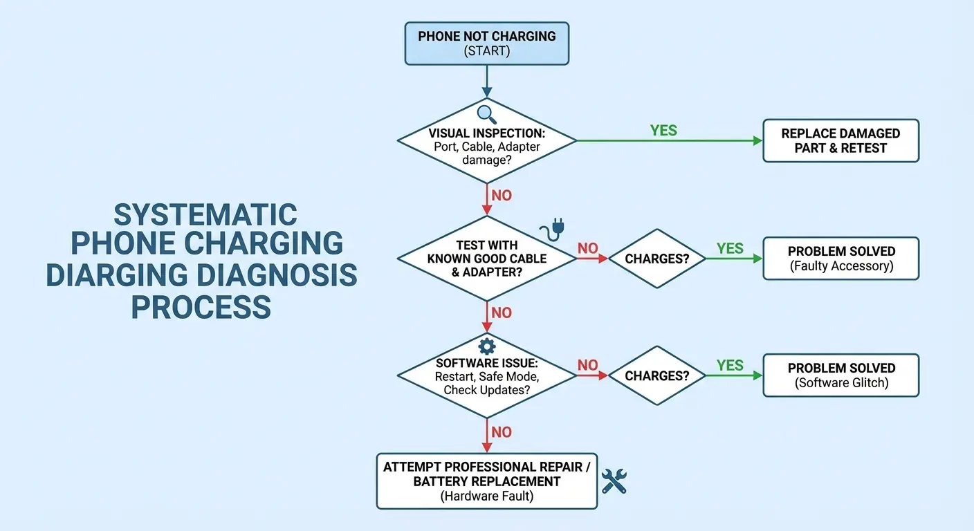 Flashlight inspection of phone charging port