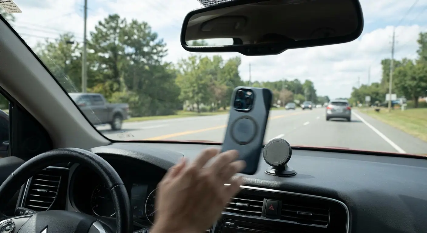 Magnetic mount case attached to car vent
