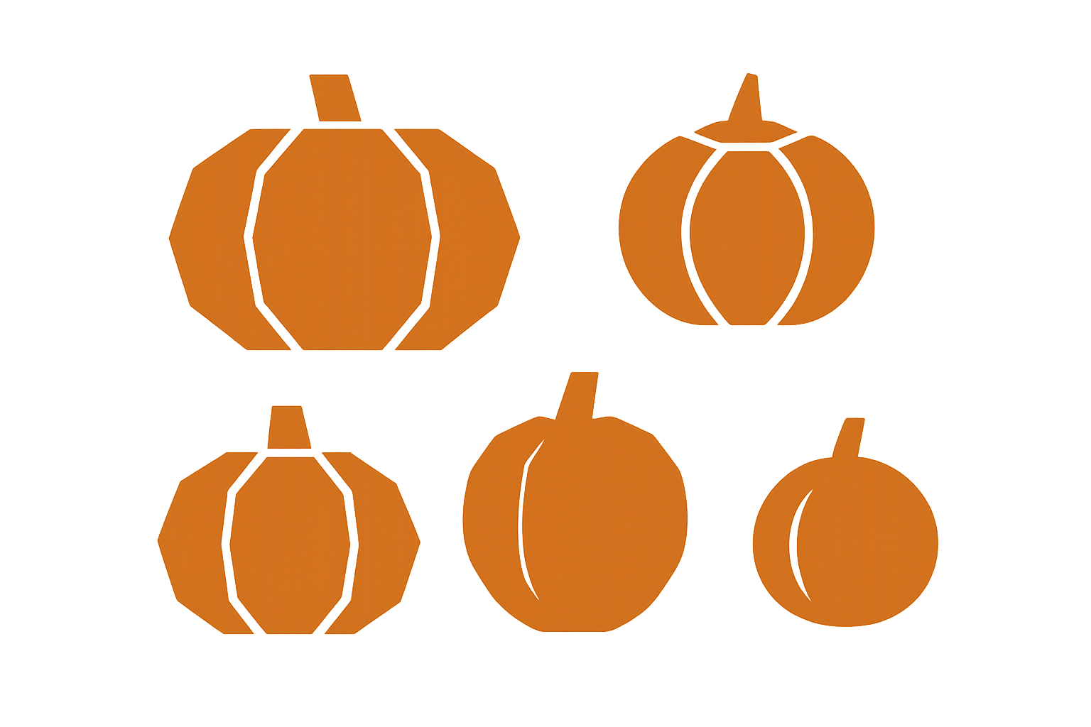Minimalist geometric pumpkin silhouettes in orange against cream background