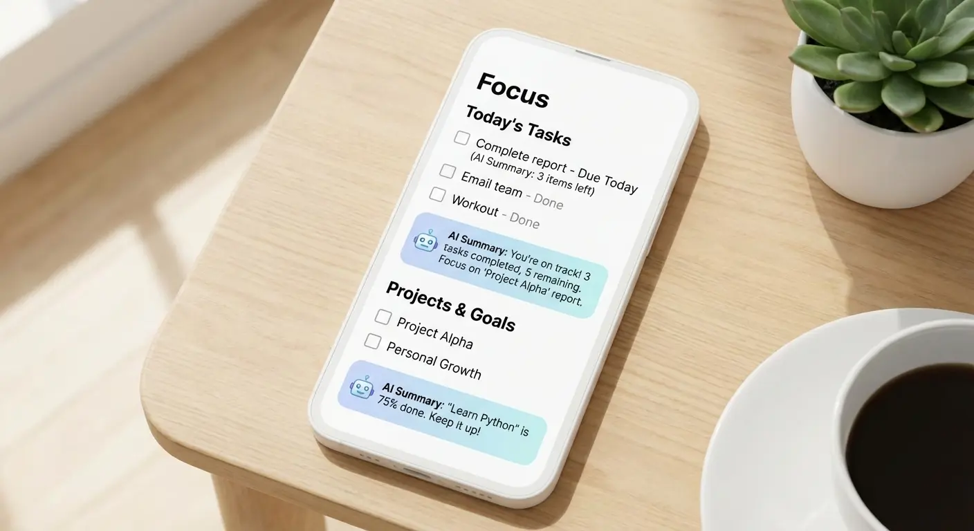 Notion app interface showing organized notes and tasks