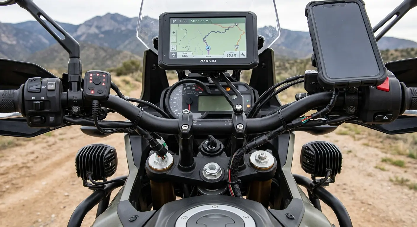 Motorcycle with multiple accessories and battery setup