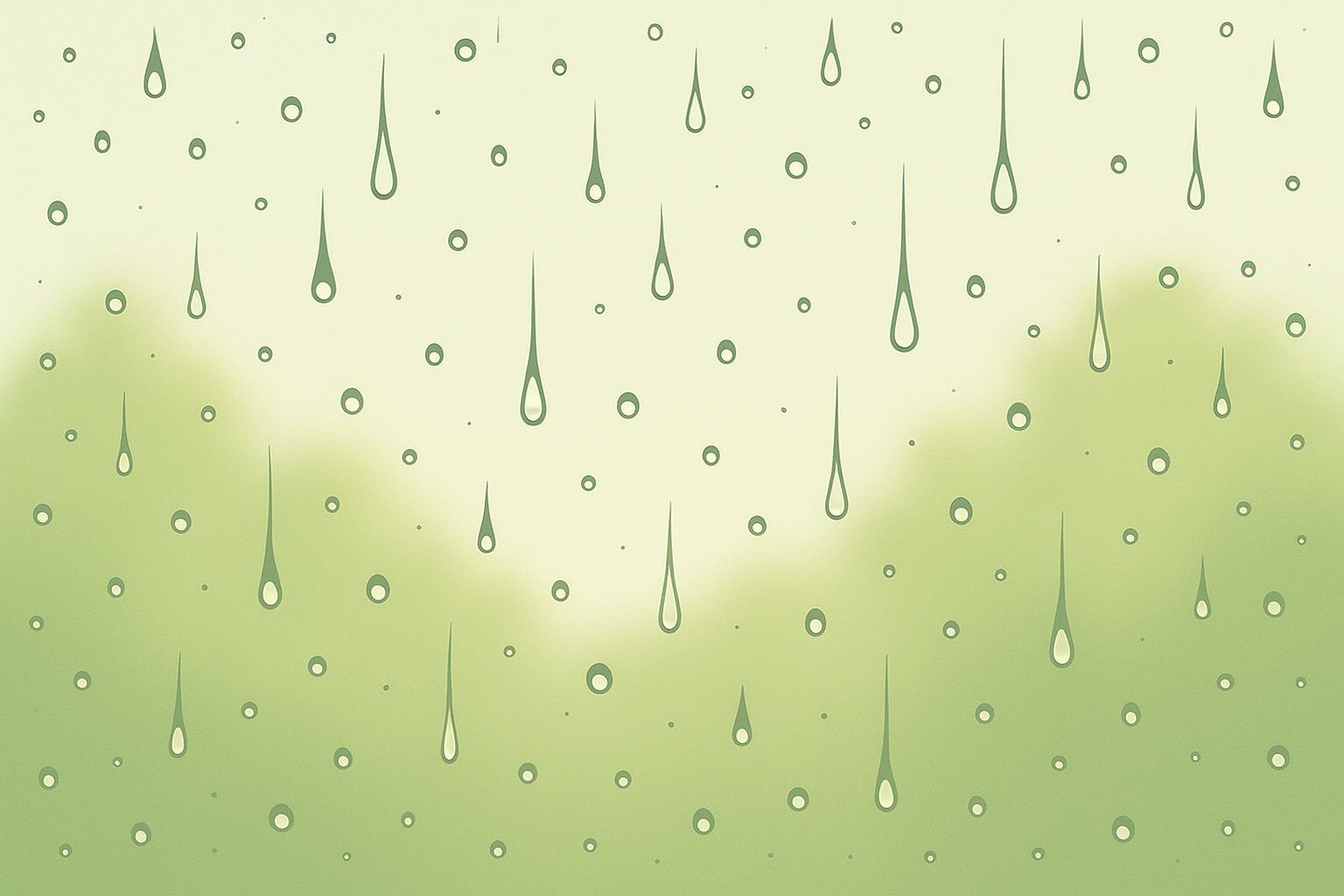 Artistic raindrops on glass with spring foliage