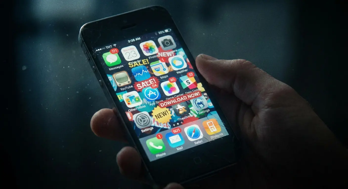 A person holding a smartphone displaying multiple app icons