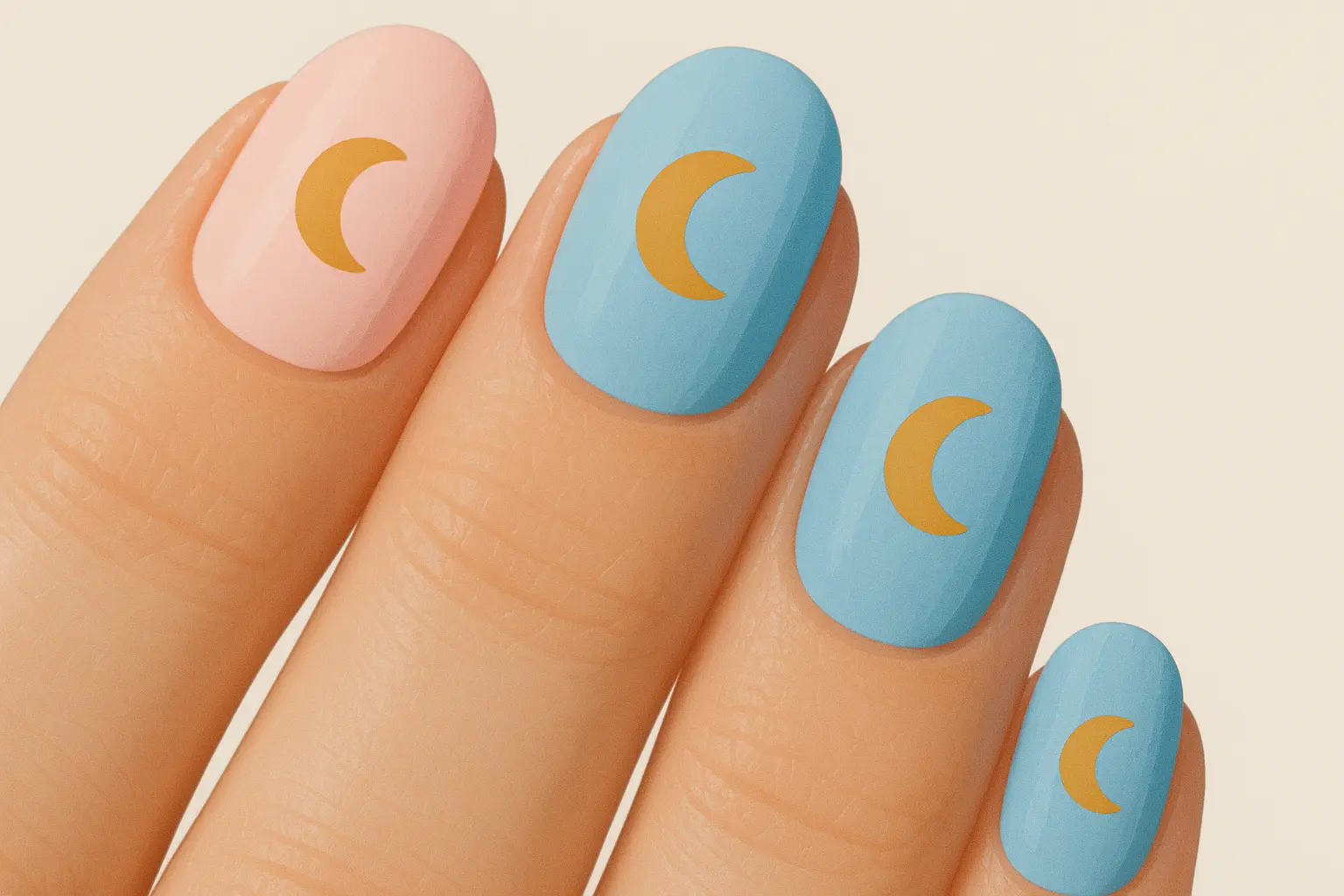 Sailor Moon character portrait nail design with blonde pigtails and blue sailor uniform