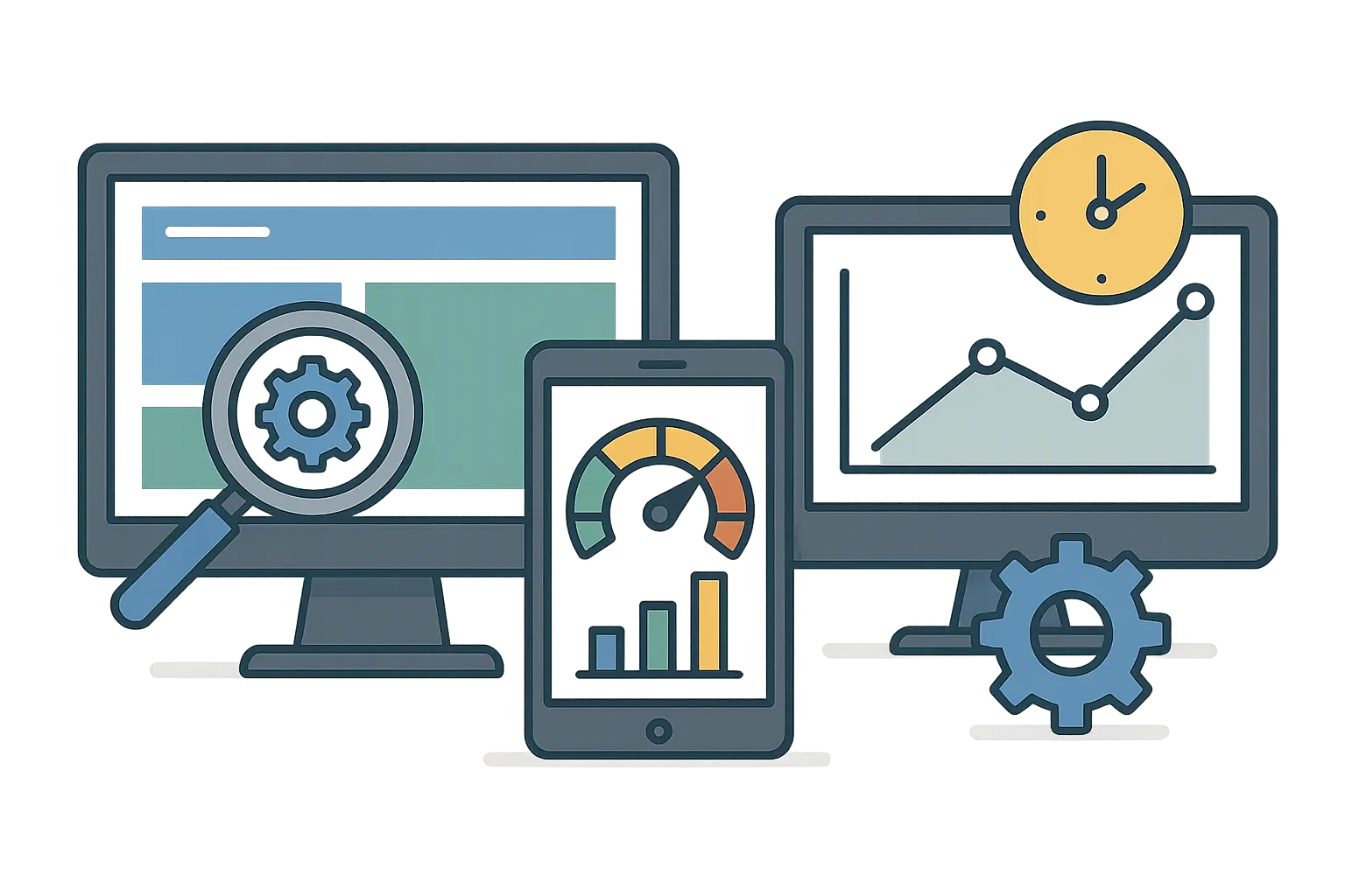 Technical SEO optimization dashboard showing site performance metrics