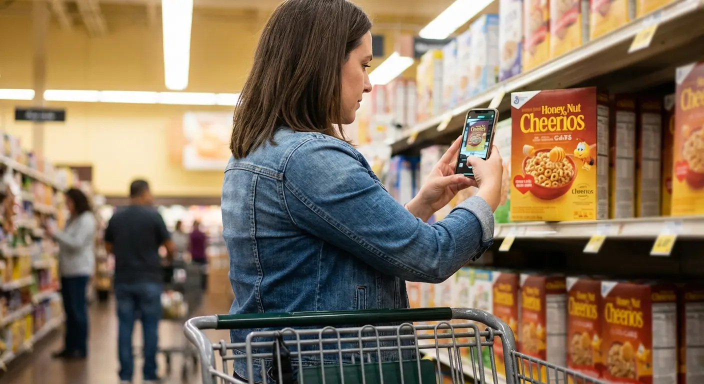 Instacart shopper selecting groceries in store