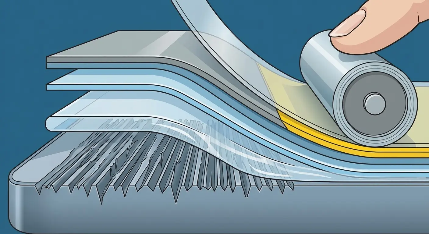 Screen protector adhesive filling scratch grooves