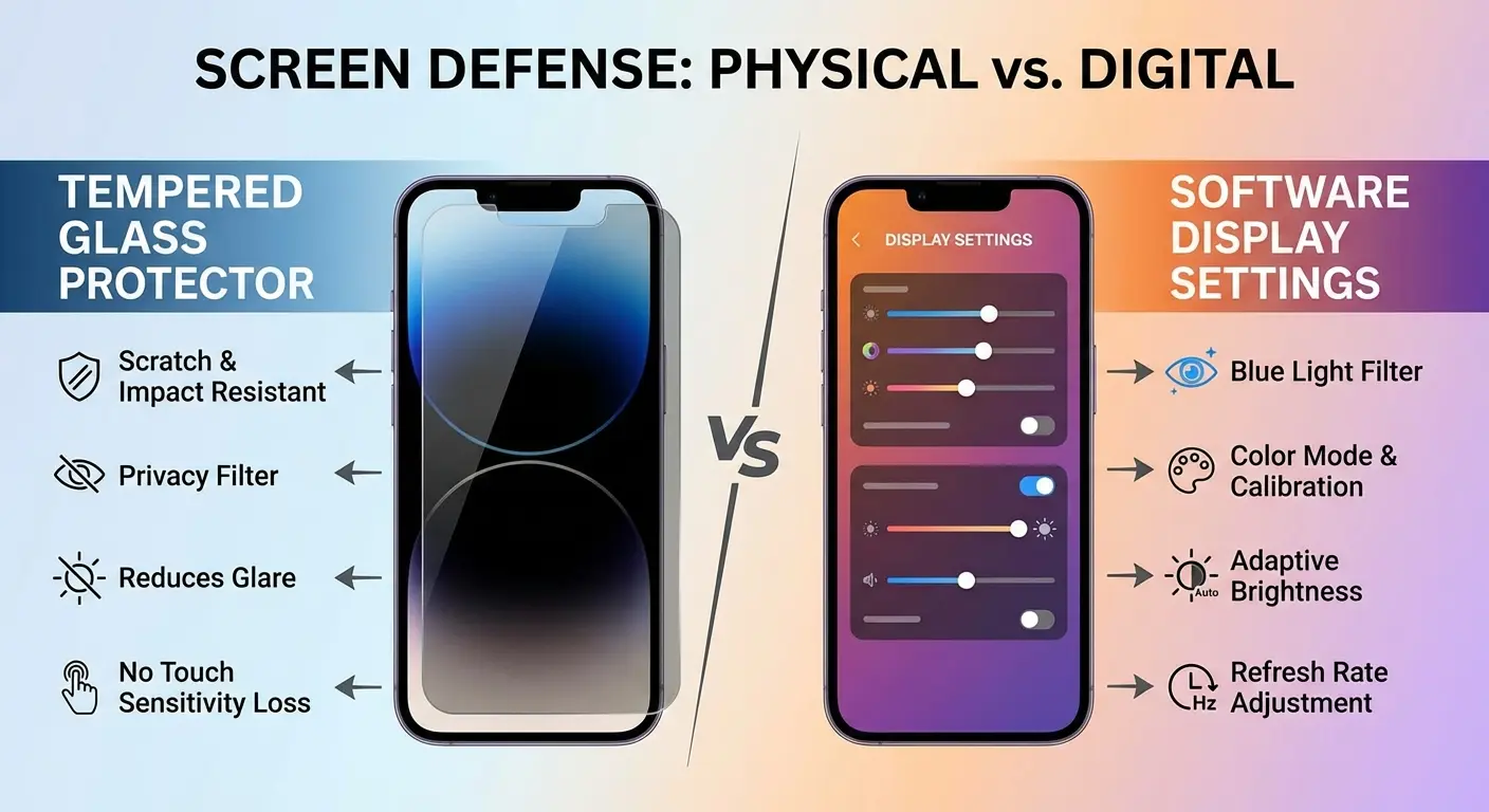Comparison of screen protector and software filter