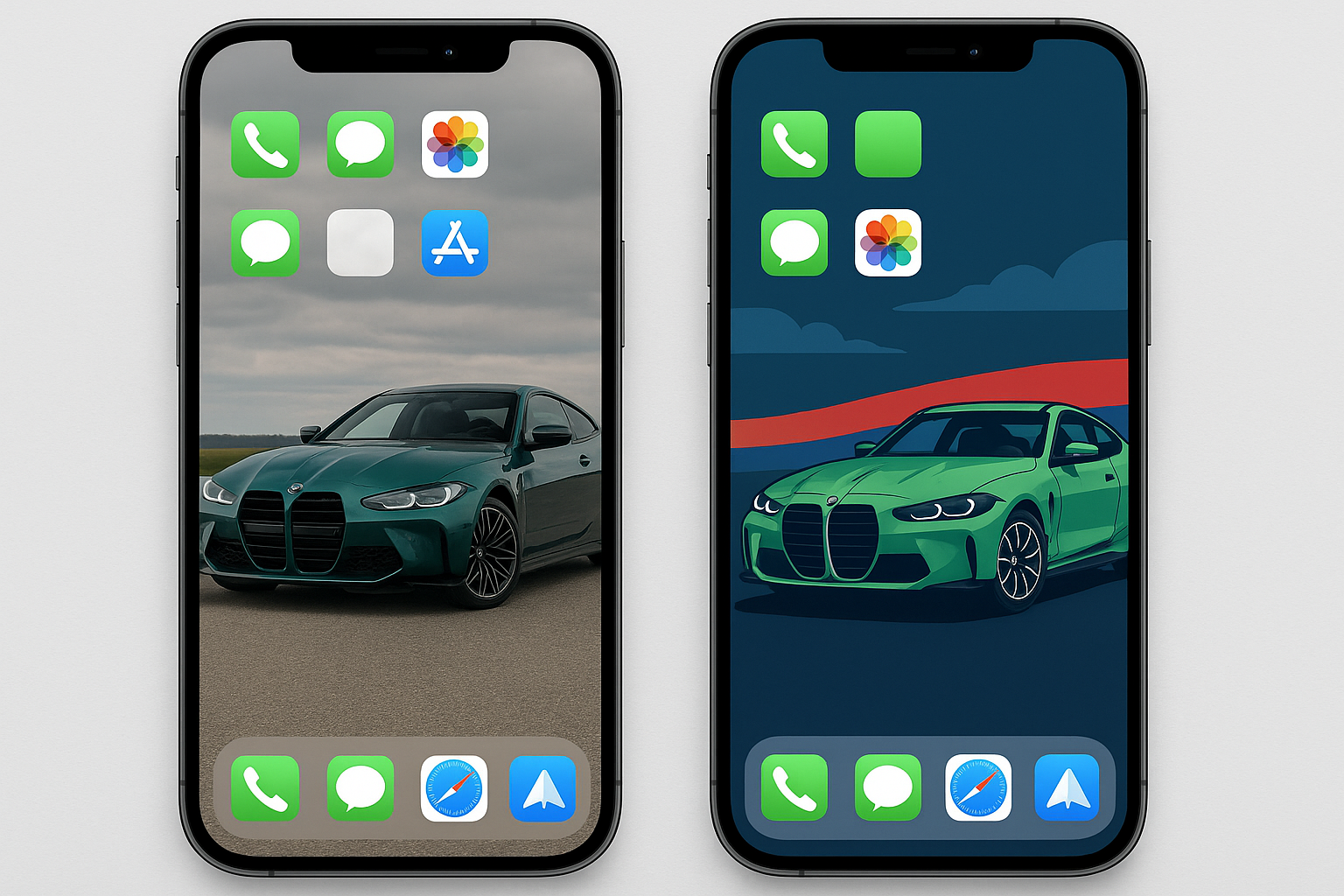 BMW M4 wallpaper selection guide on phone display