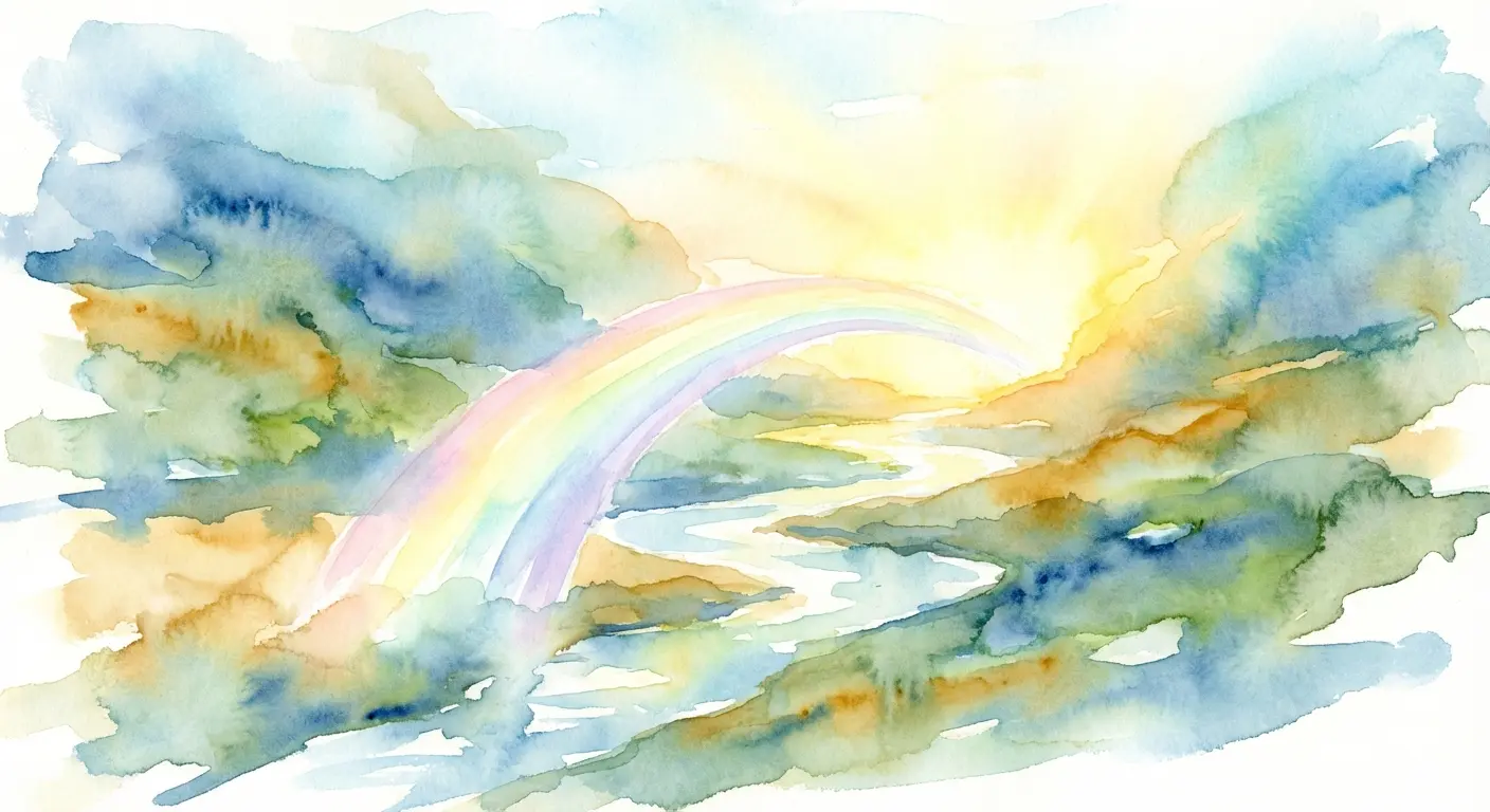 A rainbow in the sky symbolizing the Rainbow Bridge and hope for reunion