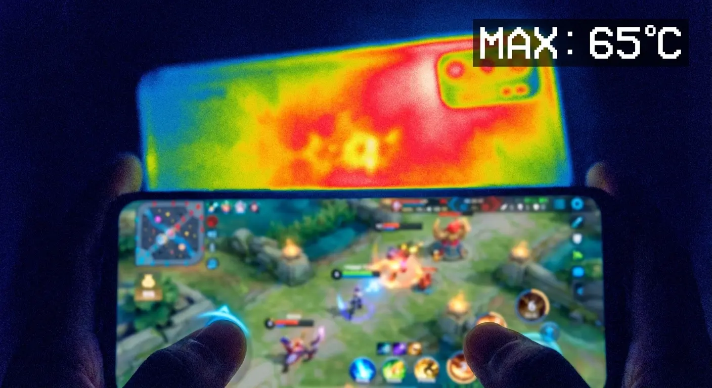 Smartphone displaying low battery warning during gameplay