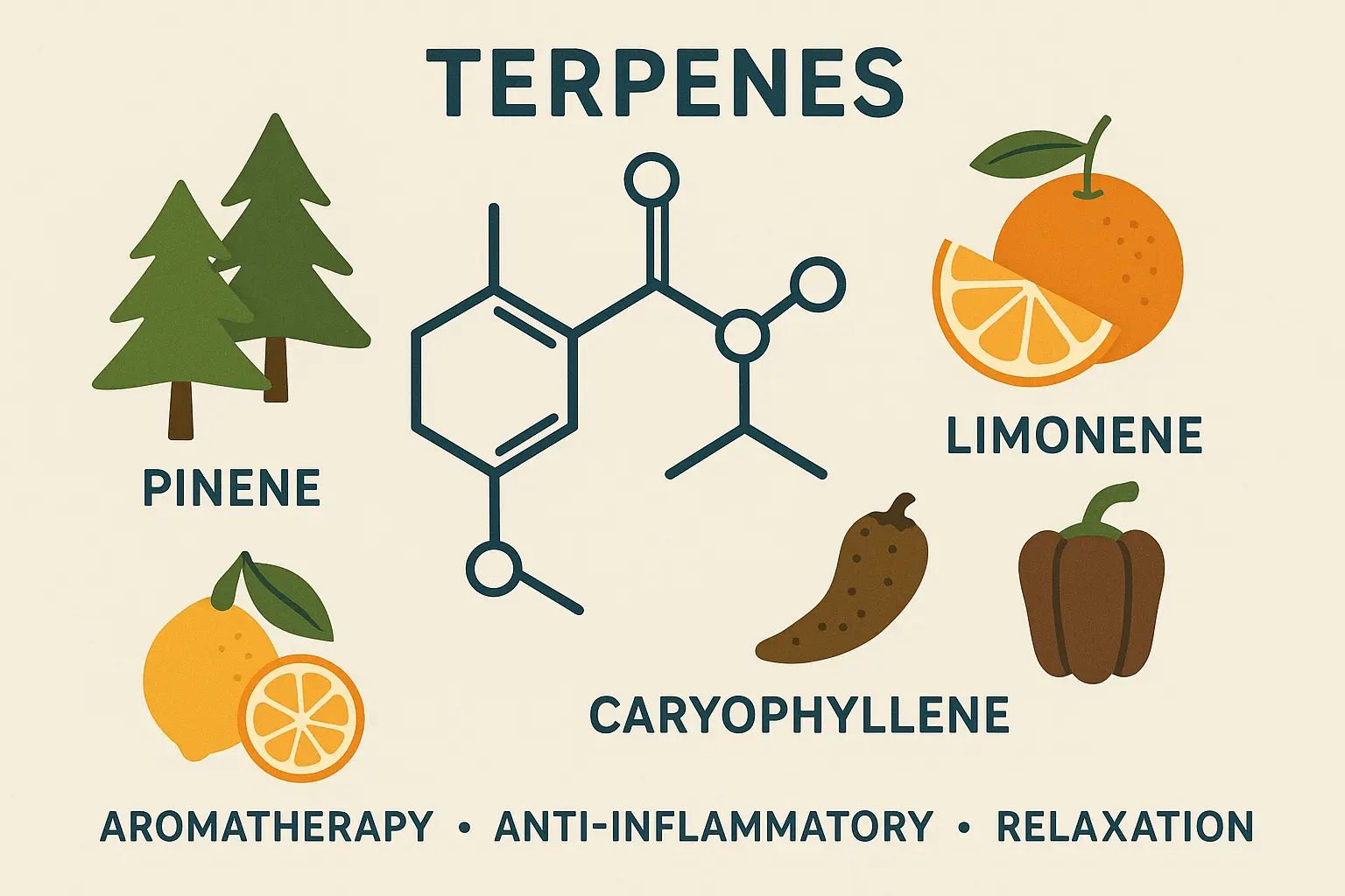 Godfather OG strain terpene profile visualization showing myrcene dominance