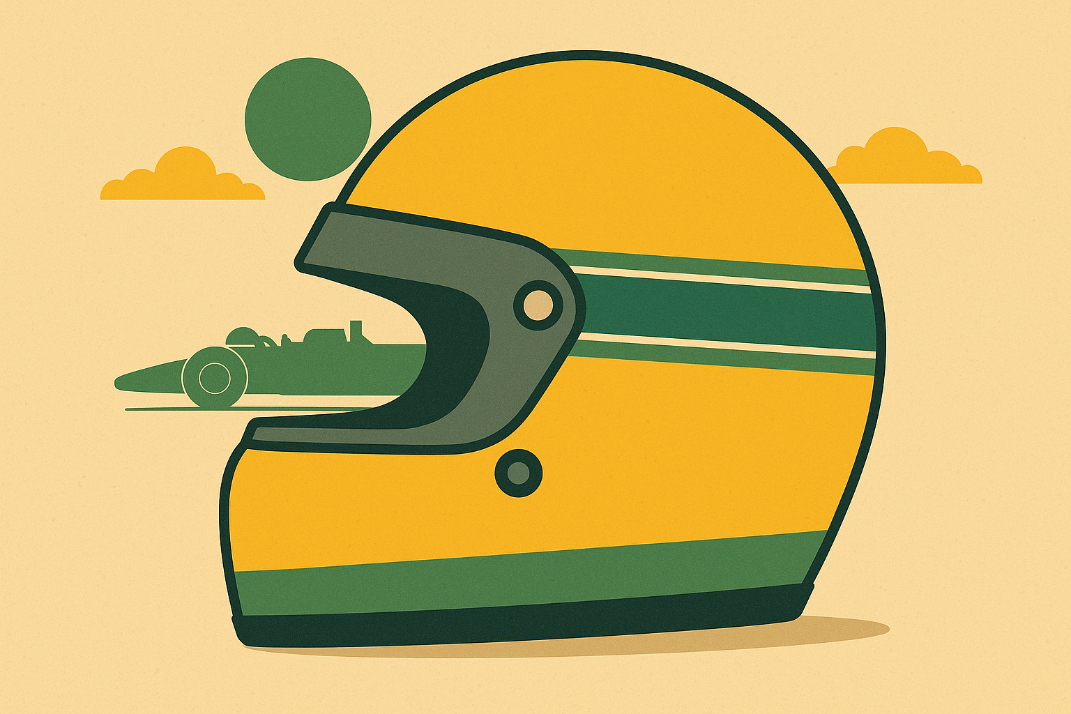 Artistic tribute montage featuring Ayrton Senna memorabilia