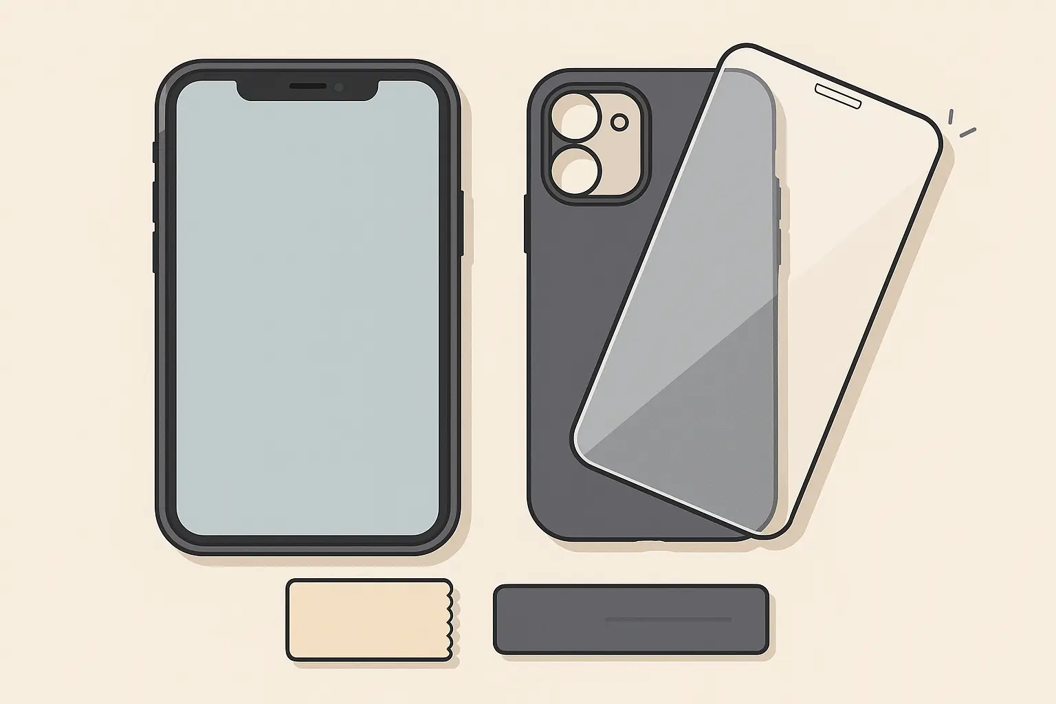 iPhone with protective case installation process