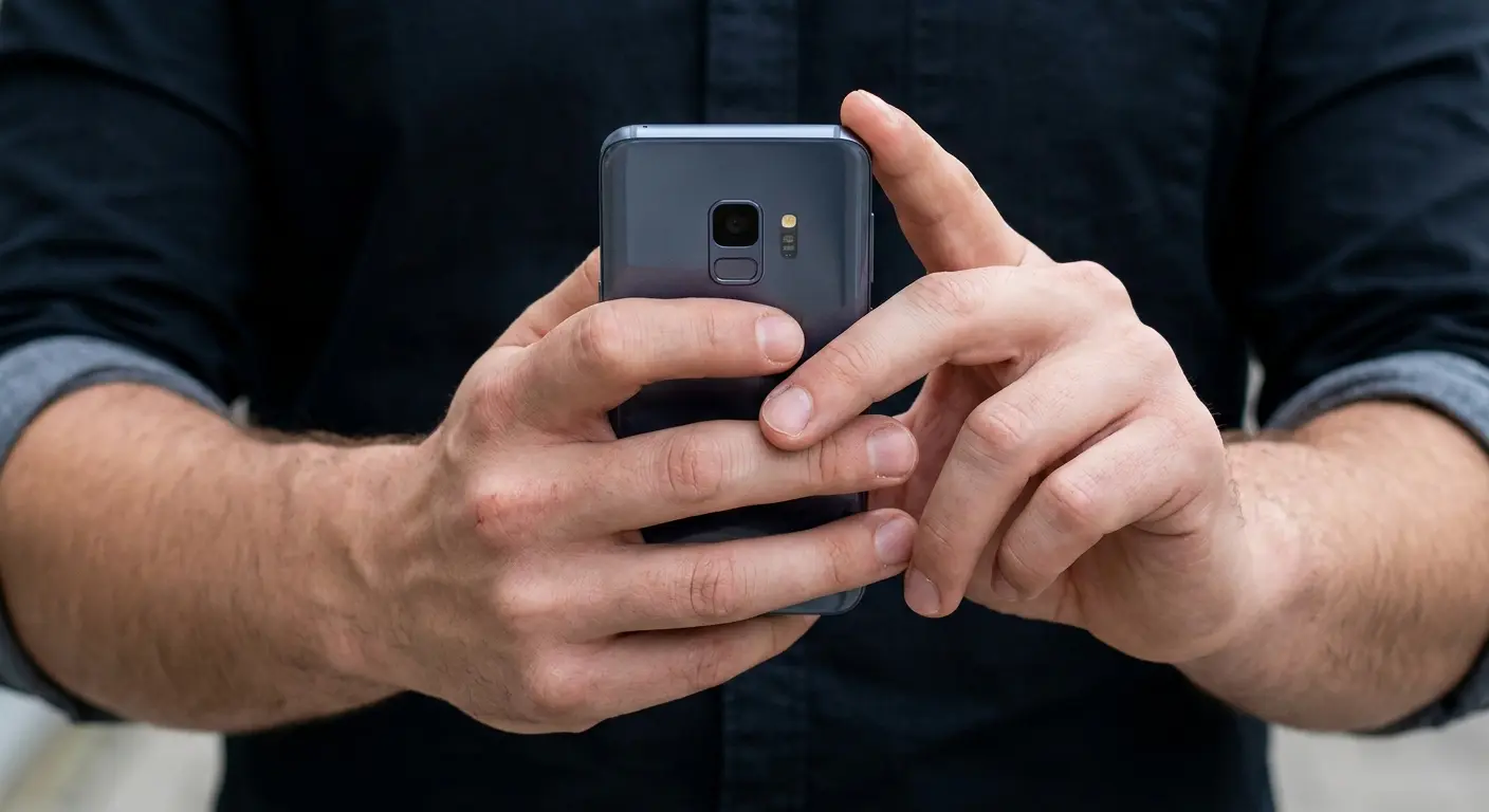 Proper two-handed phone grip technique