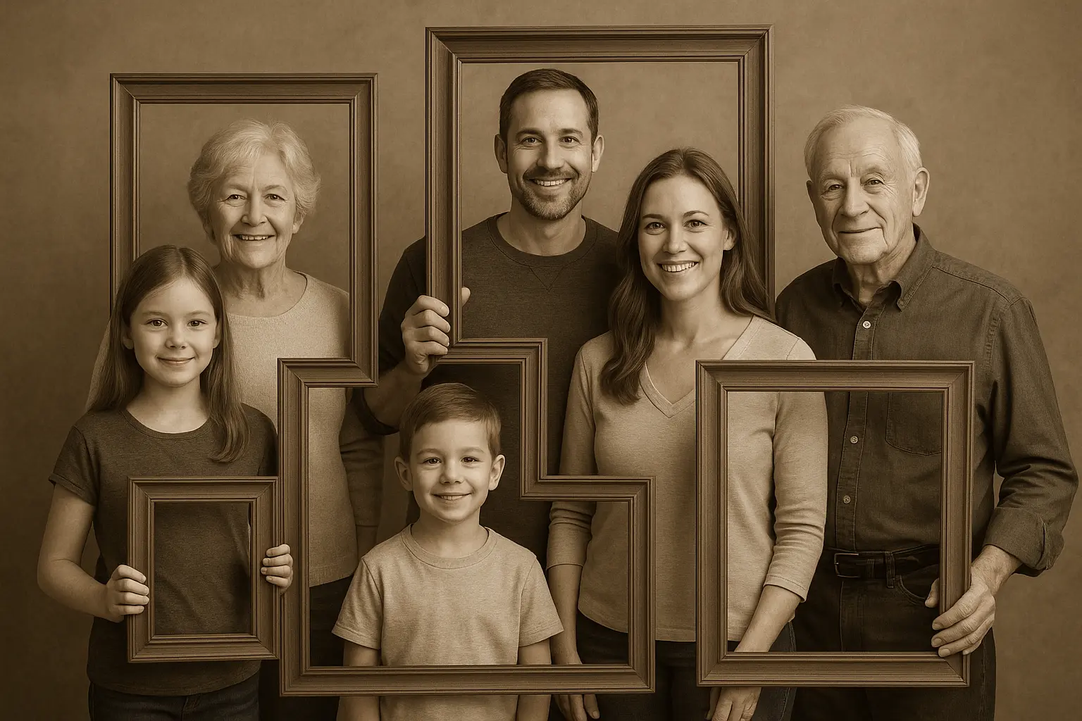 Multi-generational family gathered together
