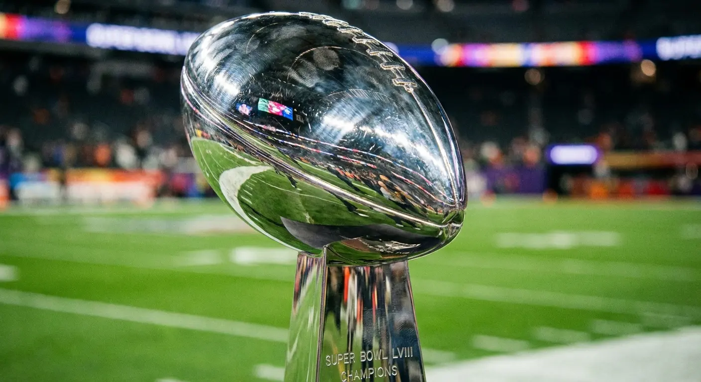 Super Bowl trophy and contenders