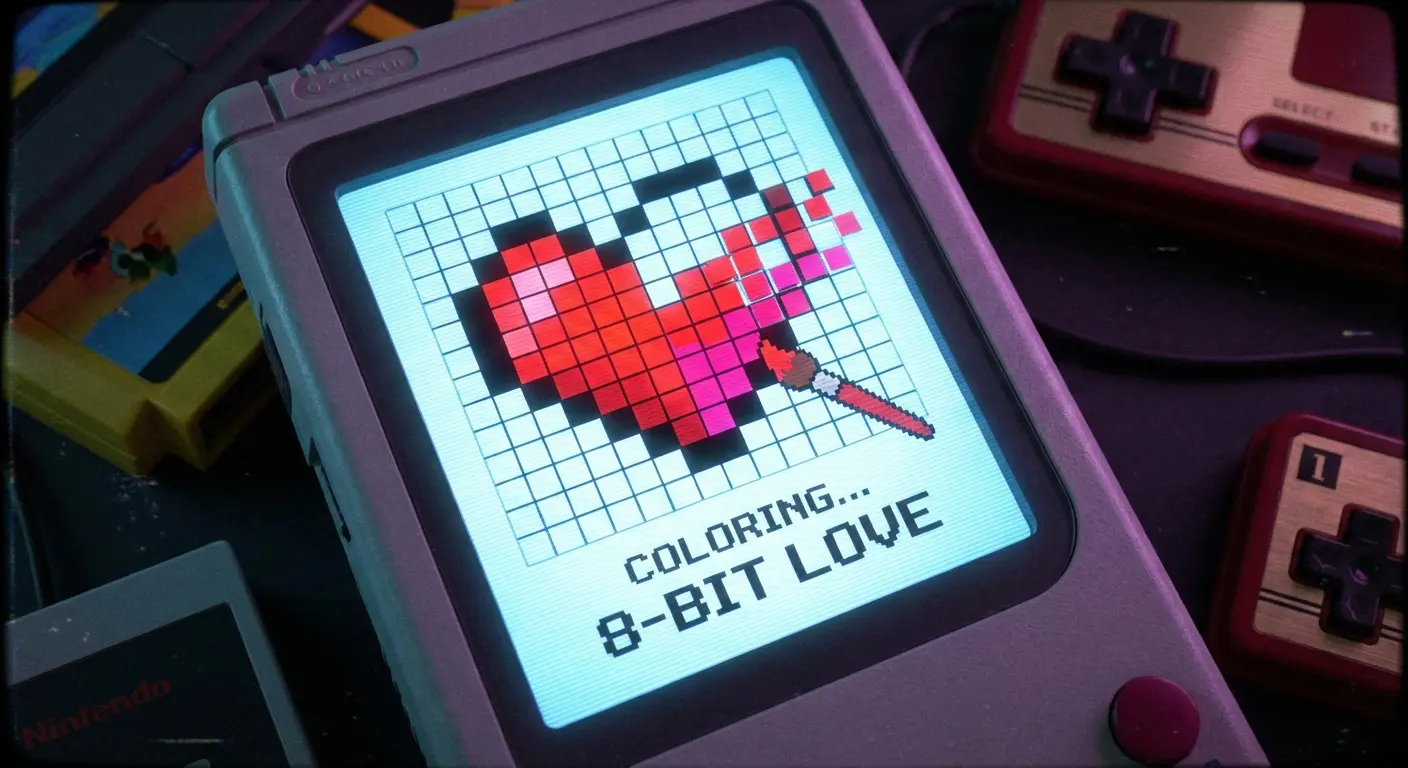 Pixel Art app showing 8-bit style coloring