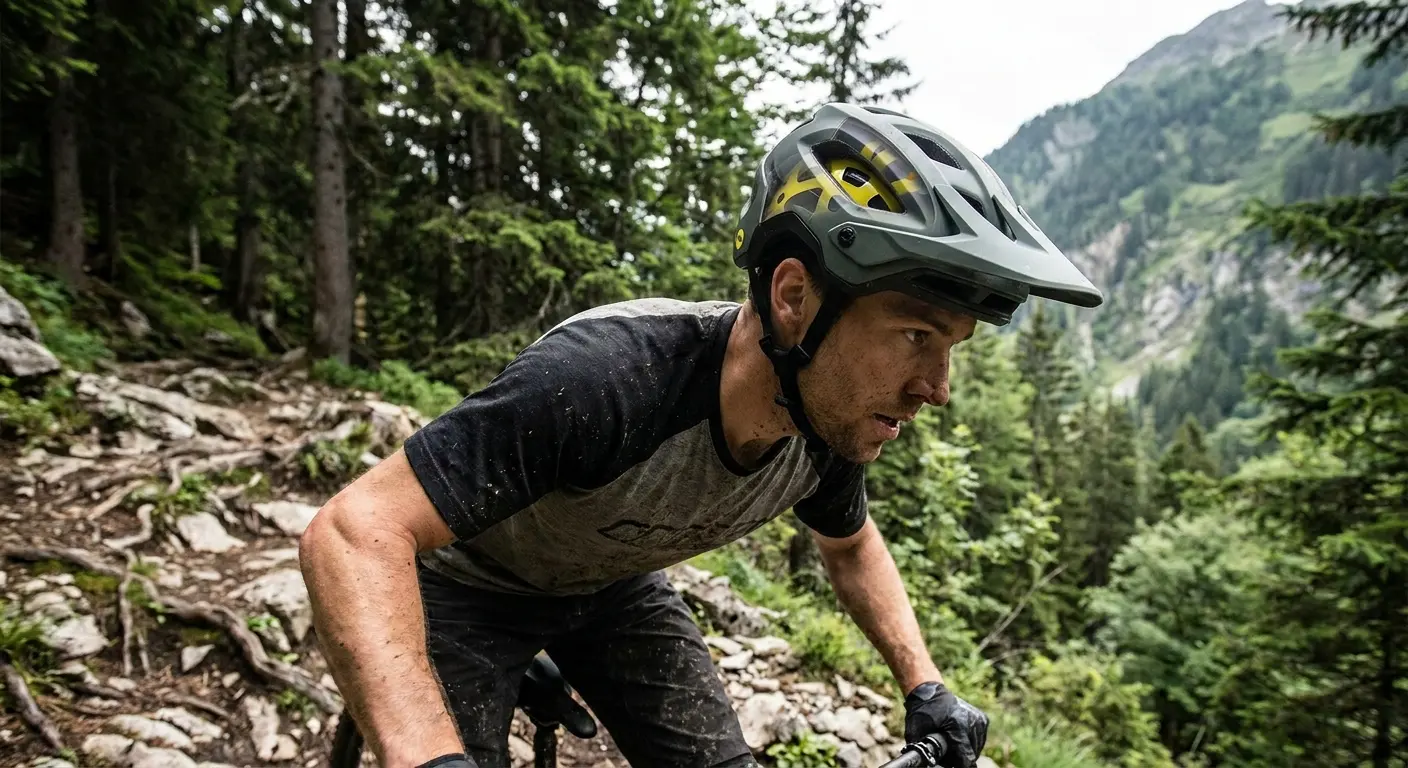 Enduro helmet with extended rear coverage