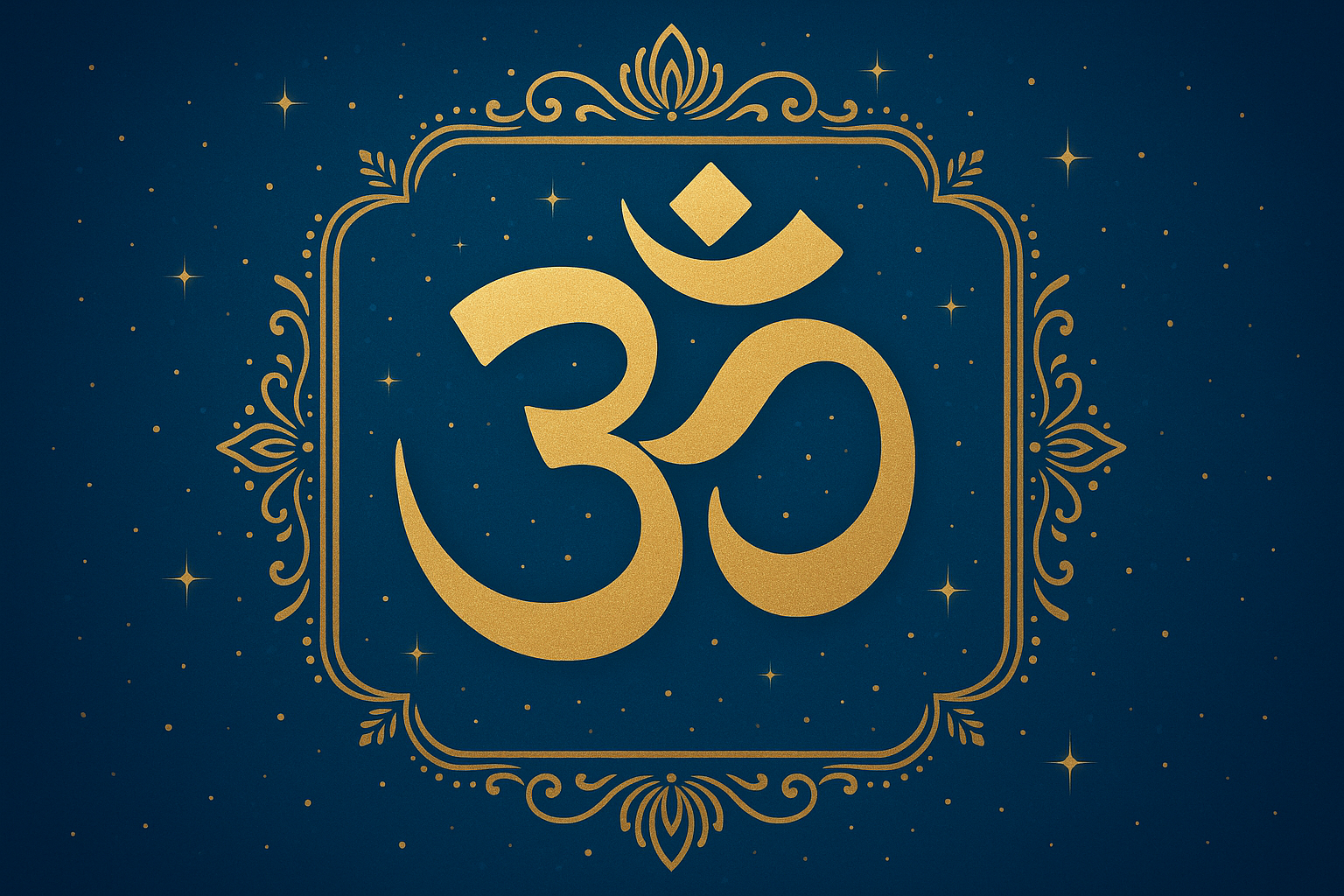 Golden Om symbol on deep blue gradient spiritual wallpaper