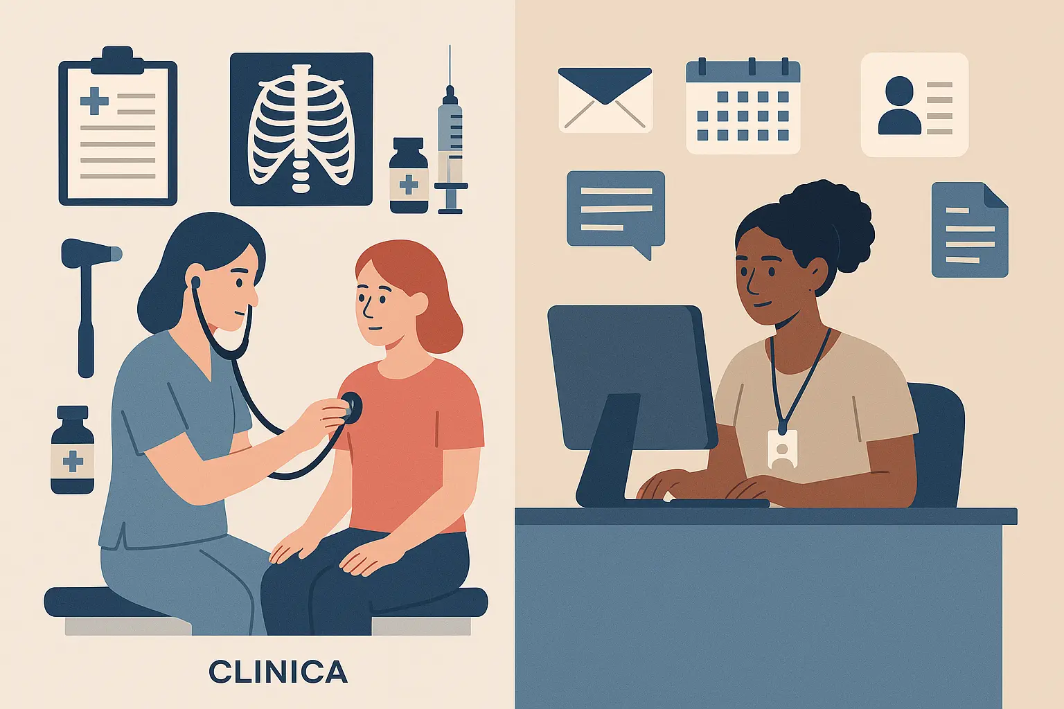 Clinical medical assistant working with patient