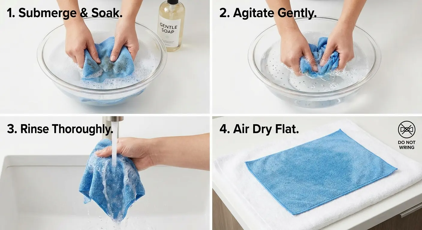 Clean versus contaminated microfiber cleaning cloths