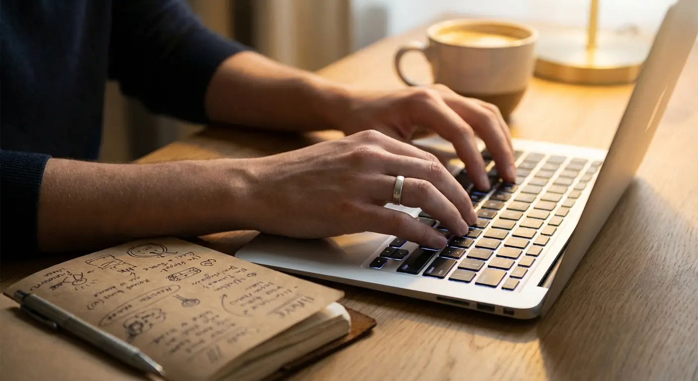 Writing in a notebook