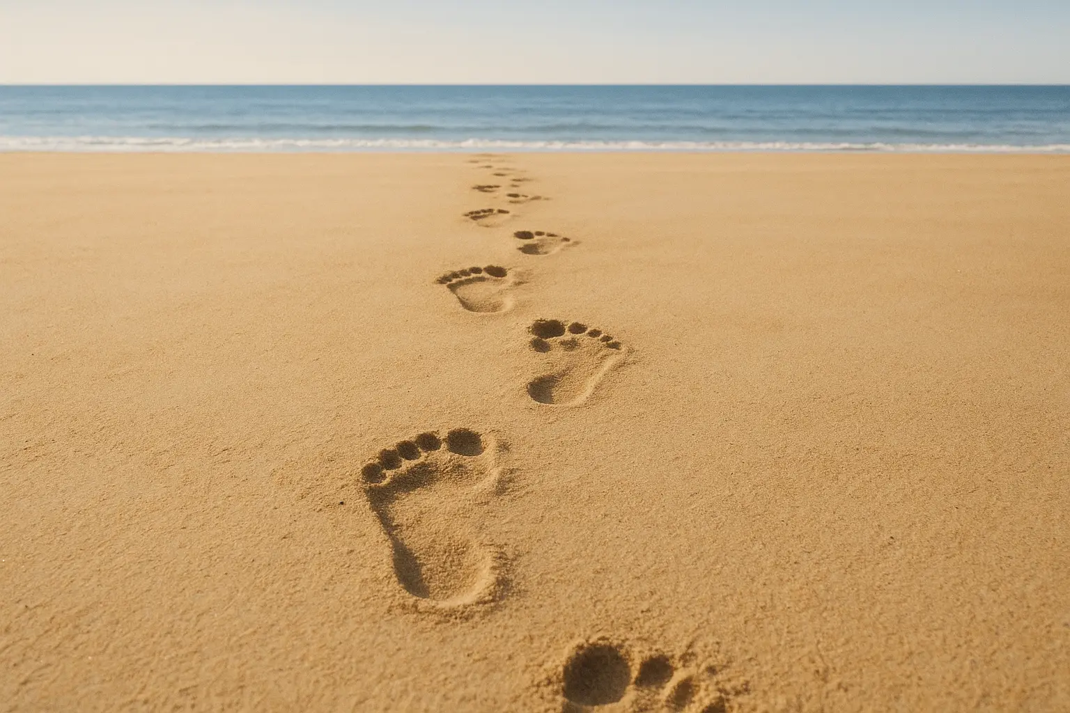 Footprints in sand representing lasting memories