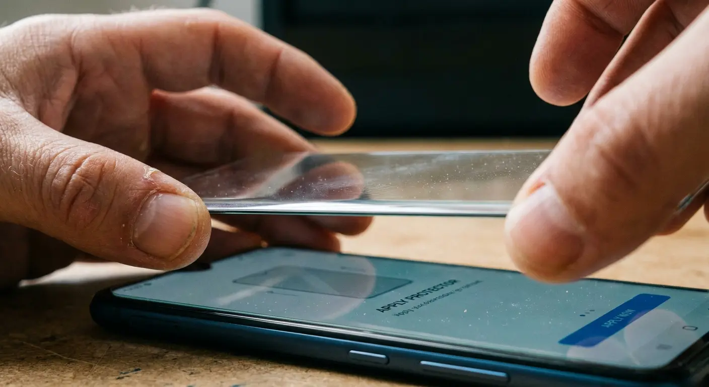 Phone screen protector alignment reference points