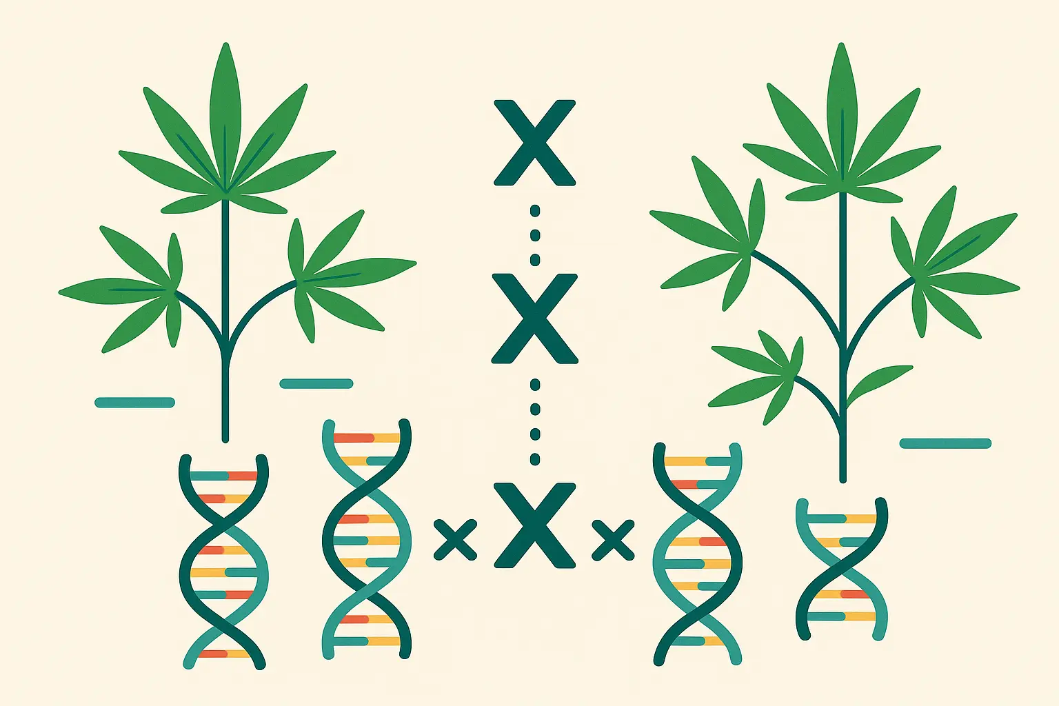 Cannabis genetics chart showing indica-sativa balance