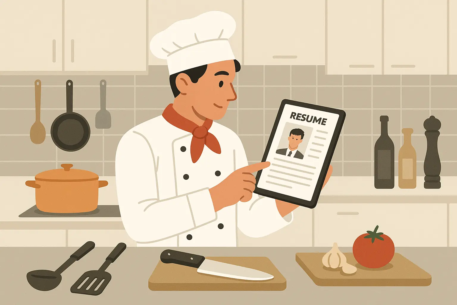 Chef preparing food in professional kitchen