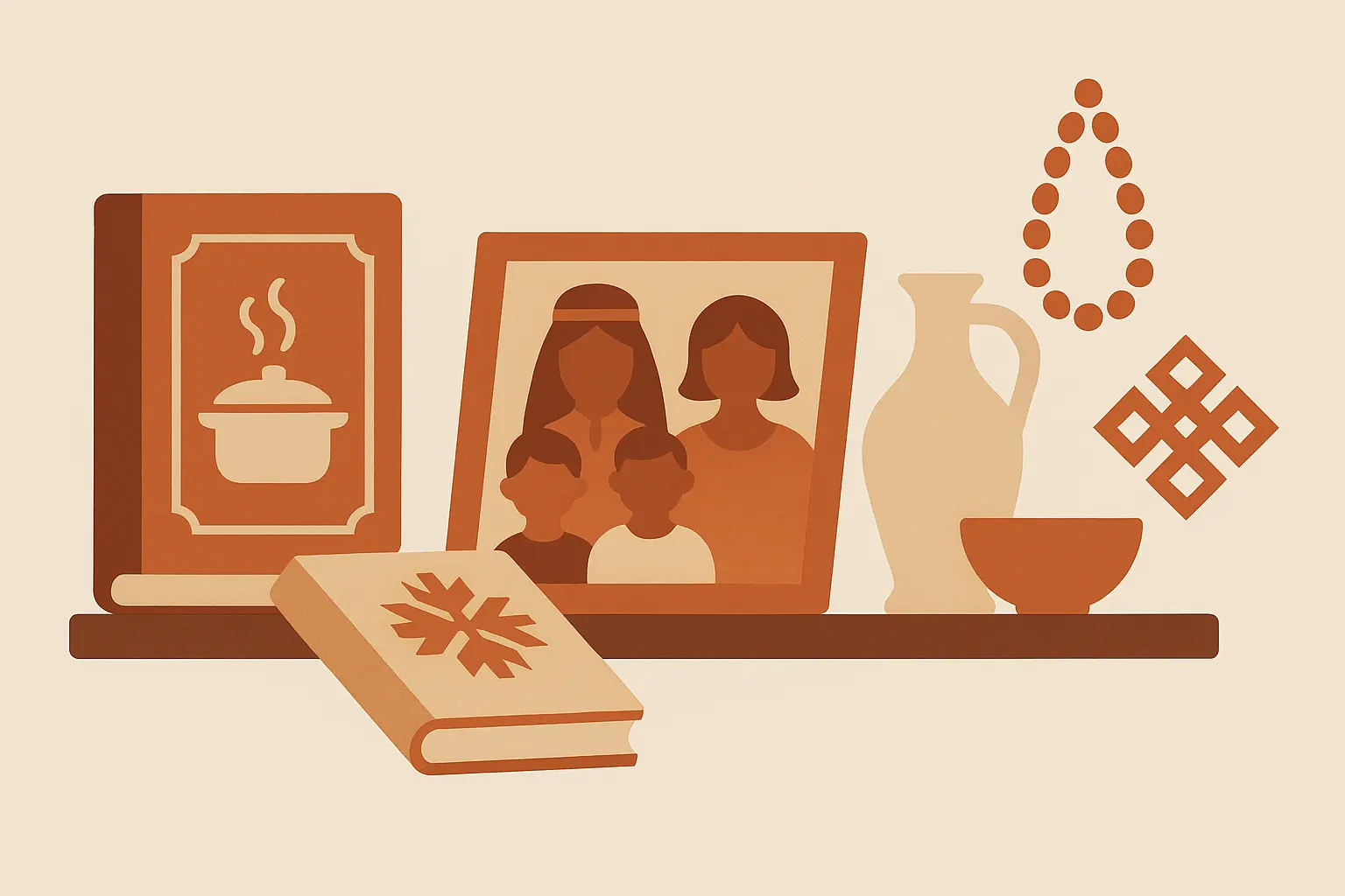 Traditional cultural items and family photos