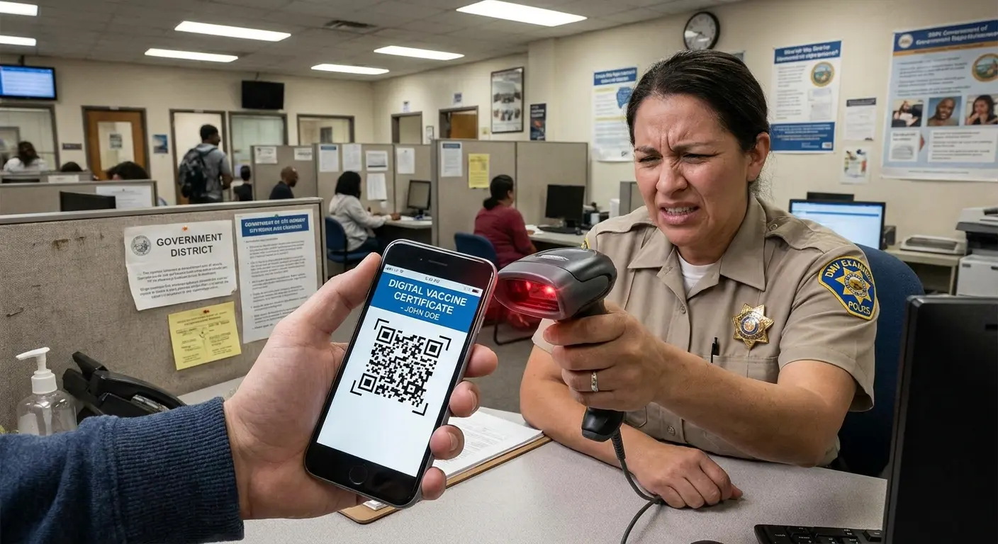 QR code certificate on phone screen