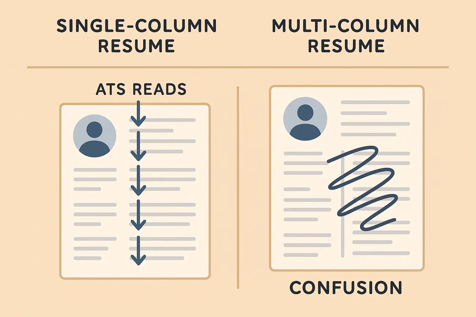 Single-column vs multi-column resume layout comparison